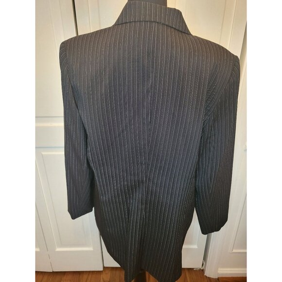 Vintage 90s Black/White Pinstriped Blazer Sag Harbor 14 Business Office Academia - Picture 2 of 8